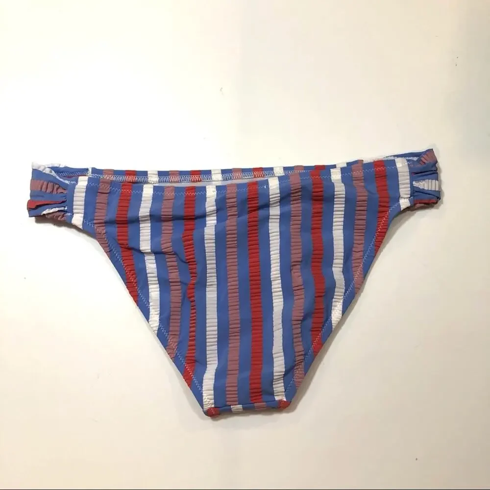 Jessica Simpson Ribbed Hipster striped Swim Bottom